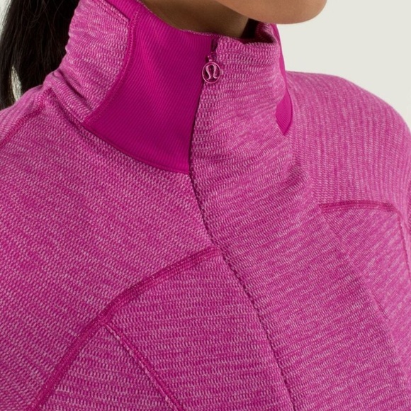 Lululemon athletica herringbone base runner 1/2 zip raspberry pullover jacket 8 - Picture 2 of 11